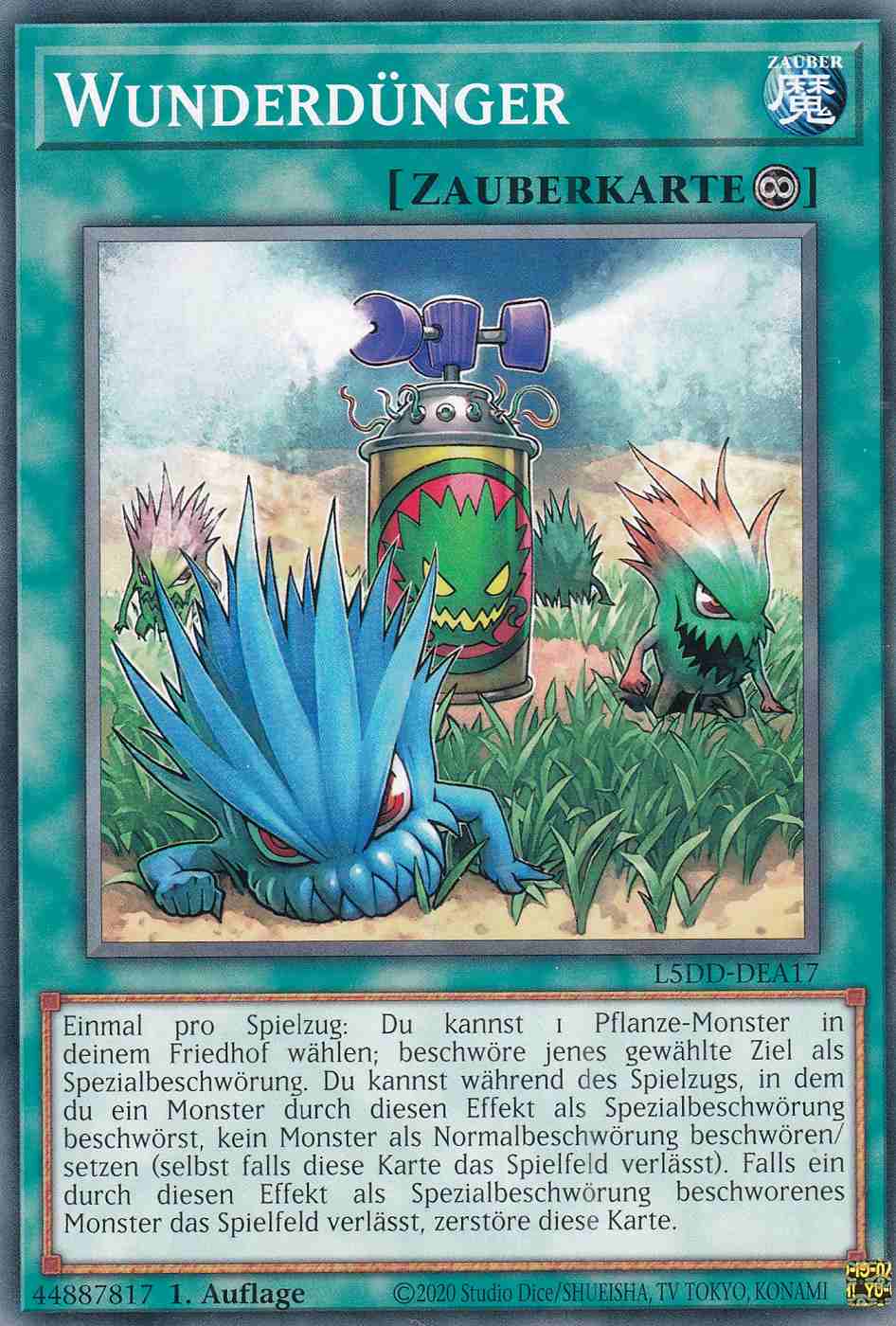 Wunderdünger Common L5DD-DEA17 Yugioh Karte Wunderdünger L5DD-DEA17 ist in Common Yu-Gi-Oh Karte aus Legendary 5D’s Decks 1.Auflage