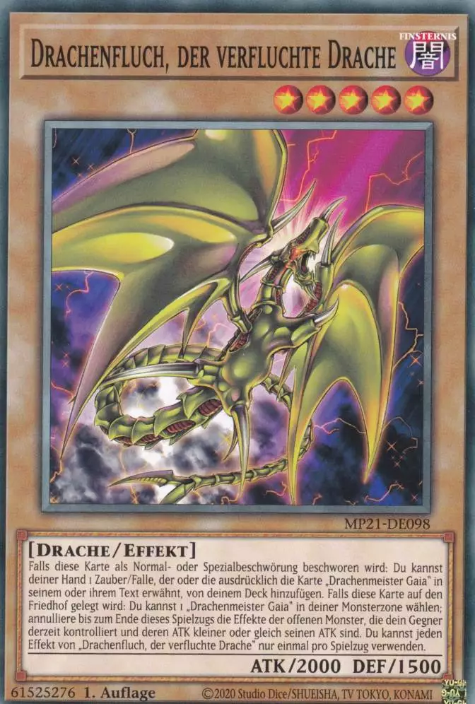 Drachenfluch, der verfluchte Drache MP21-DE098 ist in Common Yu-Gi-Oh Karte aus Tin of Ancient Battles 1.Auflage