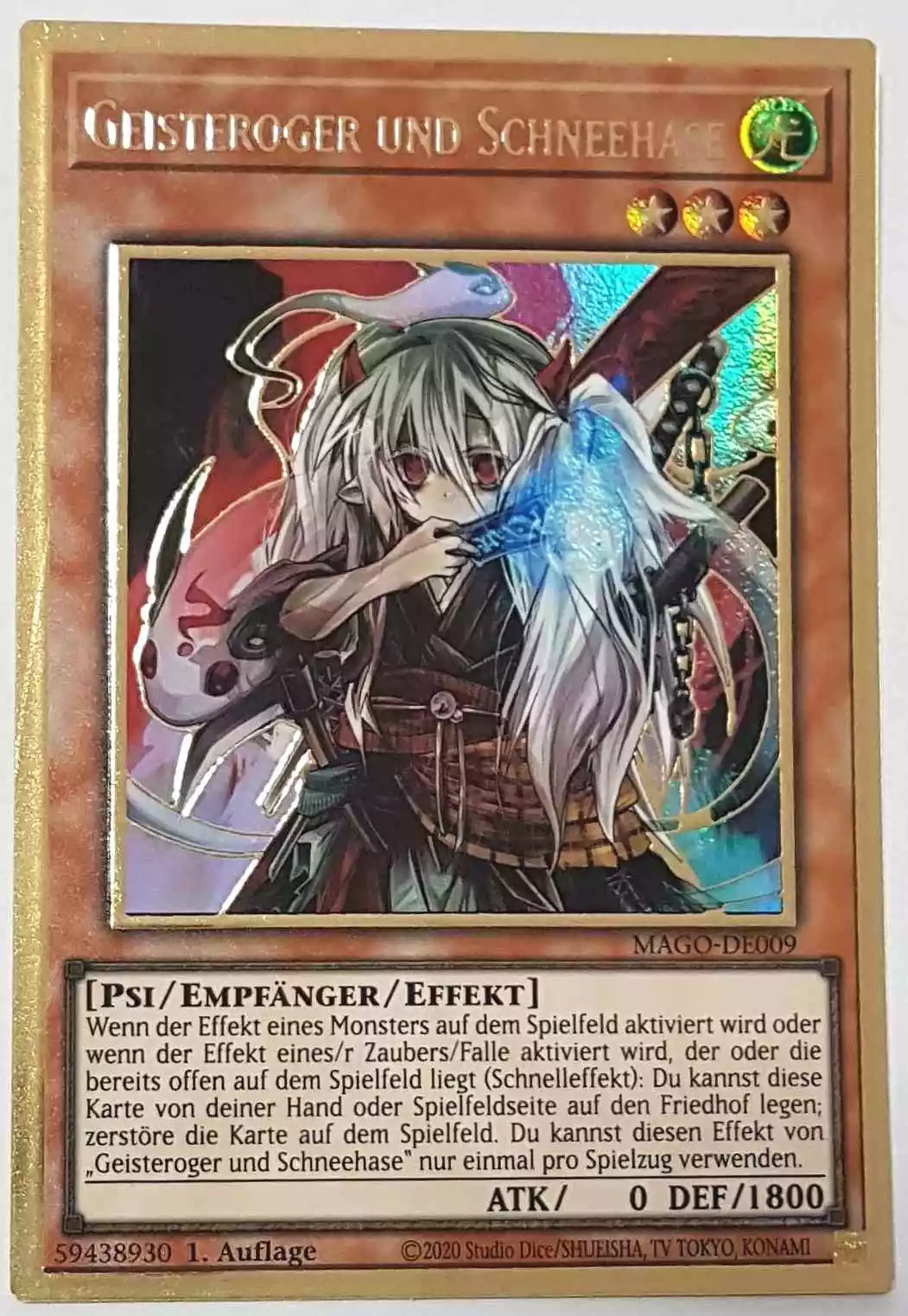 Geisteroger und Schneehase MAGO-DE009 ist in Premium Gold Rare Yu-Gi-Oh Karte aus Maximum Gold 1. Auflage