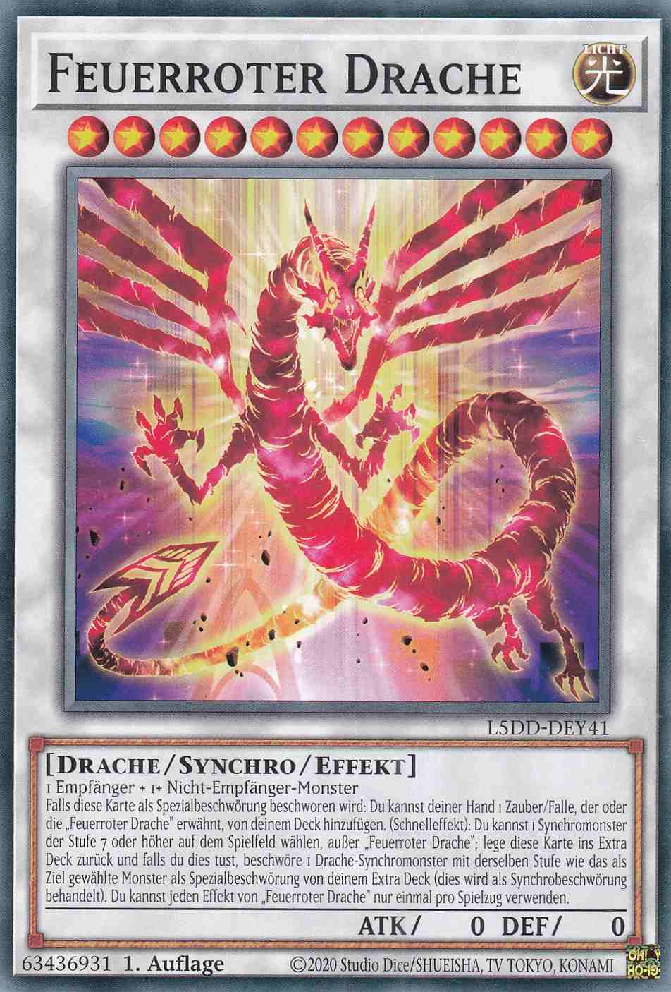 Feuerroter Drache Common L5DD-DEY41 Yugioh Karte Feuerroter Drache L5DD-DEY41 ist in Common Yu-Gi-Oh Karte aus Legendary 5D’s Decks 1.Auflage