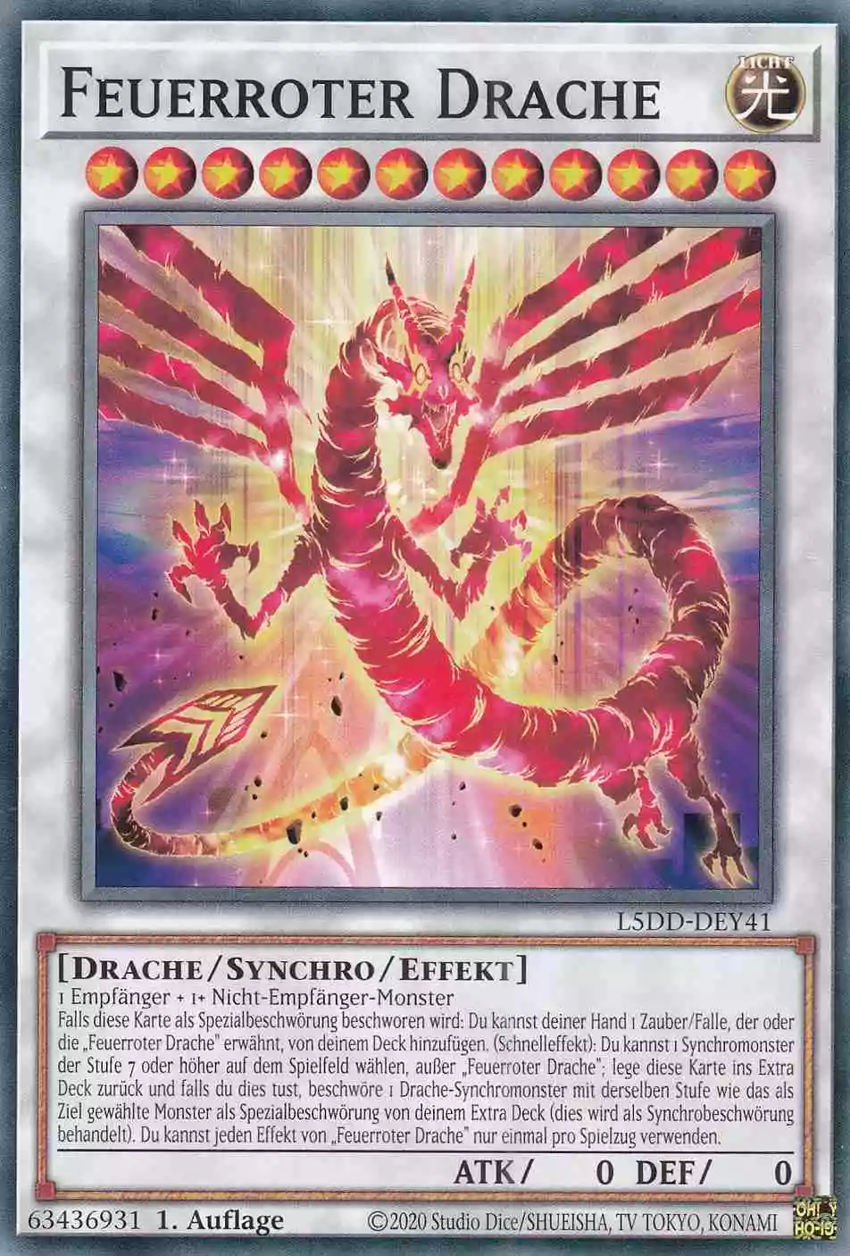 Feuerroter Drache L5DD-DEY41 ist in Common Yu-Gi-Oh Karte aus Legendary 5D’s Decks 1.Auflage