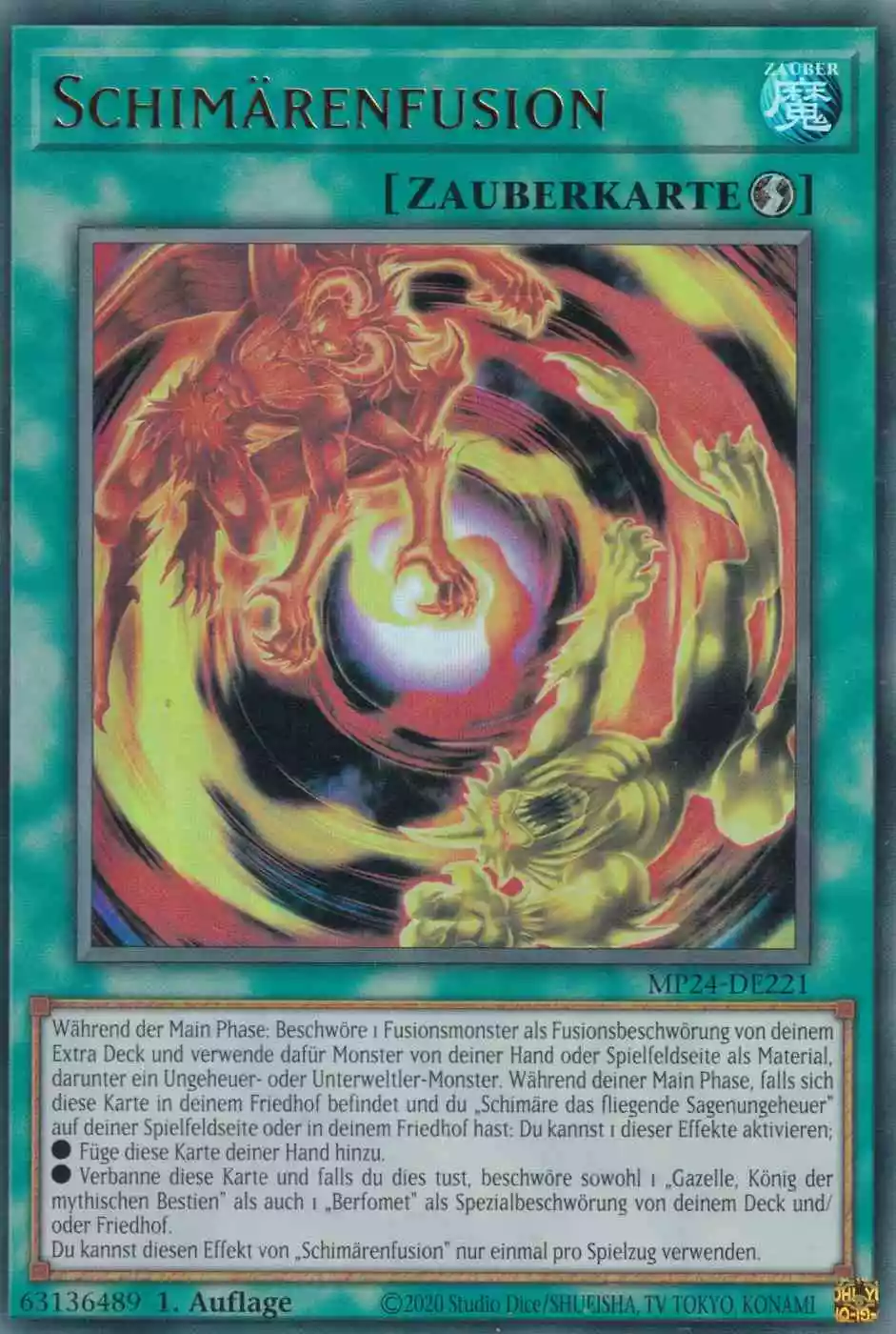Schimärenfusion MP24-DE221 ist in Ultra Rare Yu-Gi-Oh Karte aus 25th Anniversary Tin Dueling Mirrors 1.Auflage