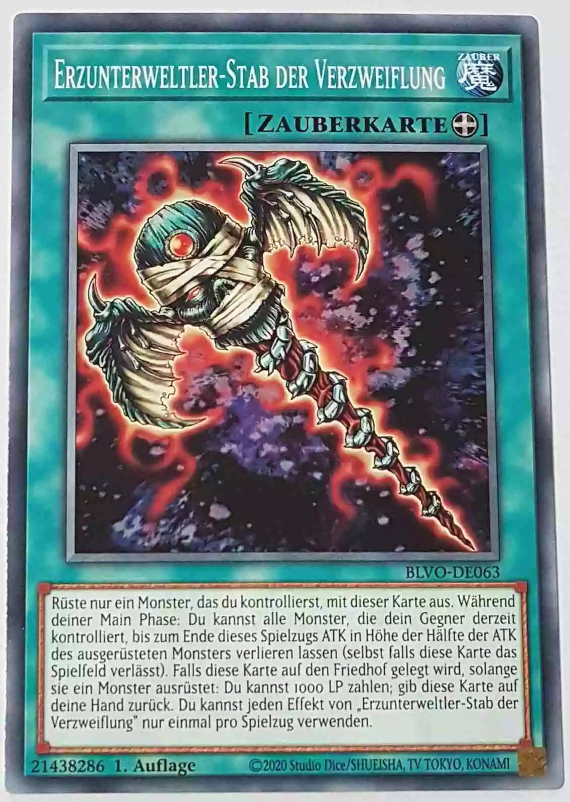 Erzunterweltler-Stab der Verzweiflung BLVO-DE063 ist in Common Yu-Gi-Oh Karte aus Blazing Vortex 1.Auflage