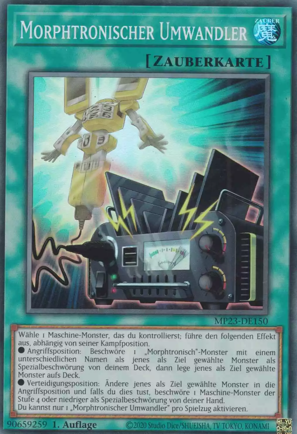 Morphtronischer Umwandler MP23-DE150 ist in Super Rare Yu-Gi-Oh Karte aus 25th Anniversary Tin Dueling Heroes 1.Auflage