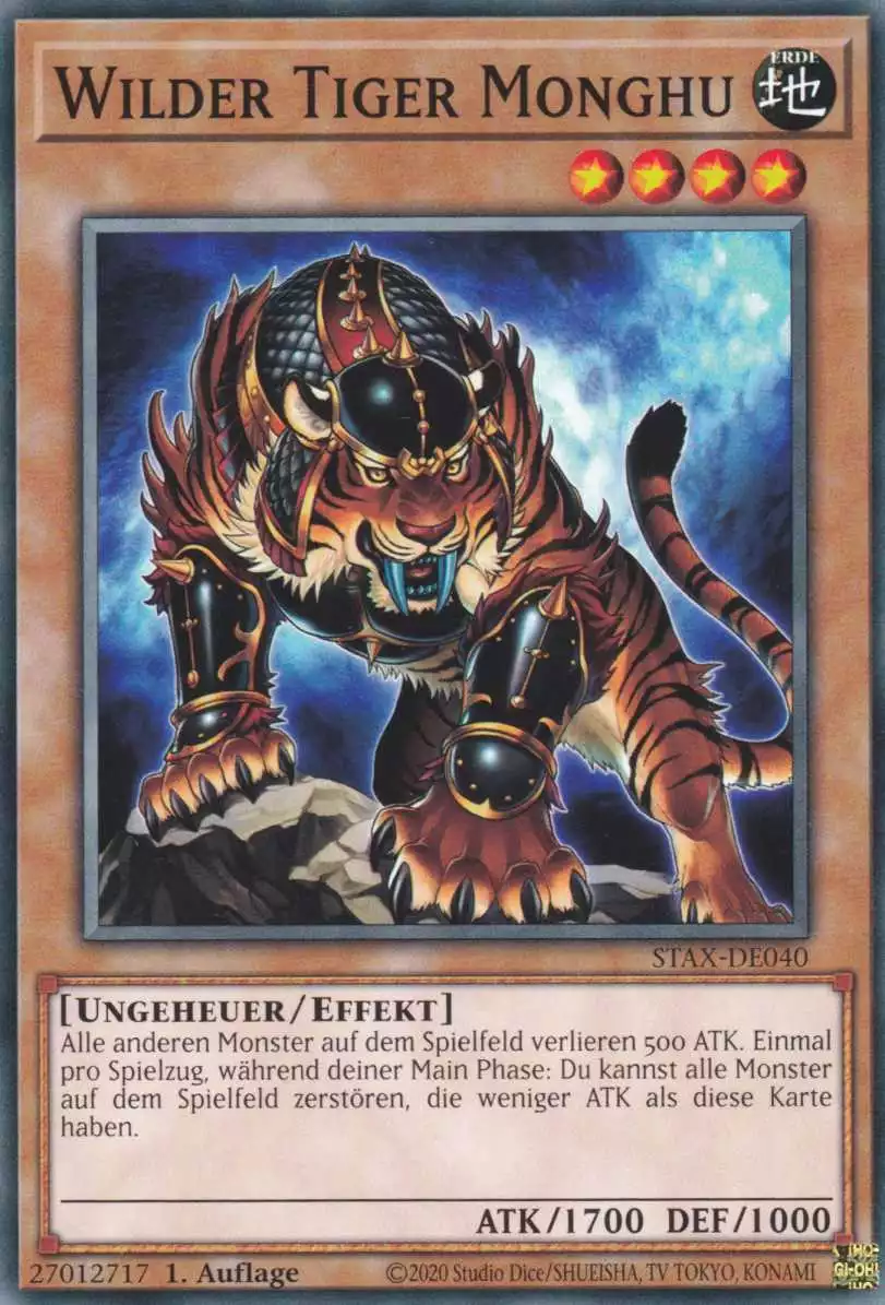 Wilder Tiger Monghu STAX-DE040 ist in Common Yu-Gi-Oh Karte aus 2-Player Starter Set 1.Auflage