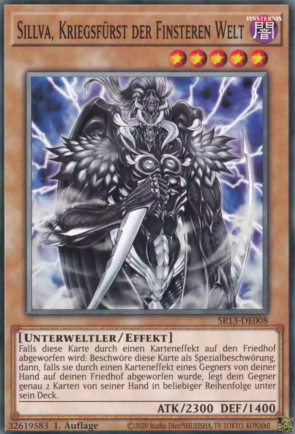 Sillva, Kriegsfürst der Finsteren Welt SR13-DE008 ist in Common Yu-Gi-Oh Karte aus Dark World 1.Auflage