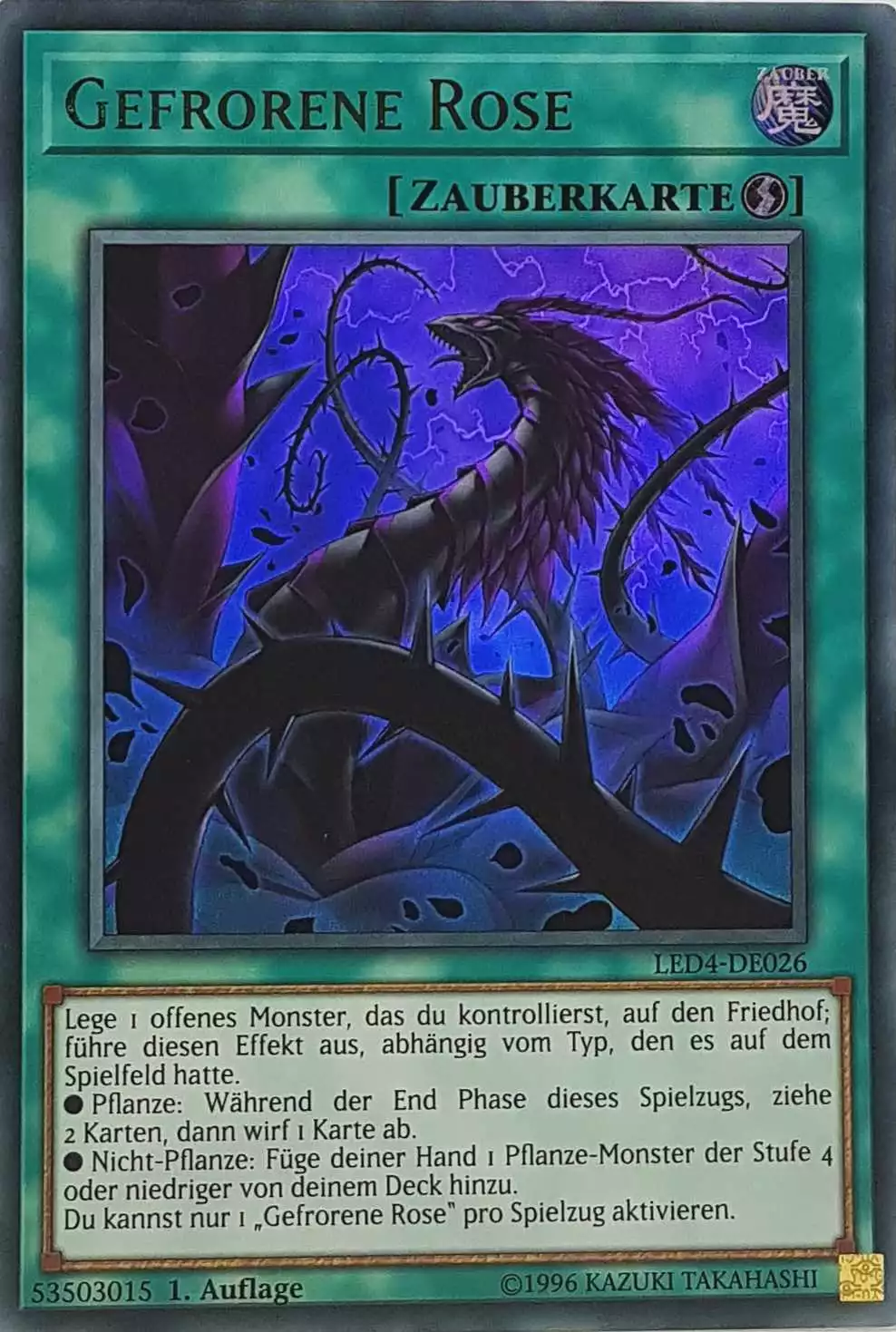 Gefrorene Rose LED4-DE026 ist in Ultra Rare Yu-Gi-Oh Karte aus Legendary Duelists Sisters of the Rose 1. Auflage