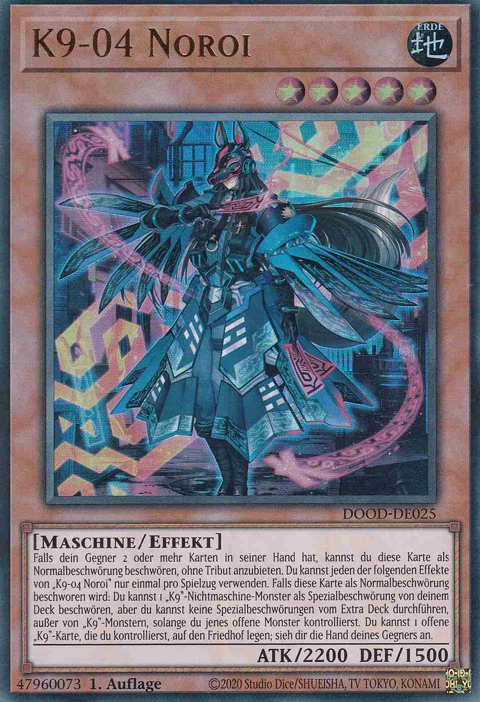 K9-04 Noroi DOOD-DE025 ist in Ultra Rare Yu-Gi-Oh Karte aus Doom of Dimensions 1.Auflage