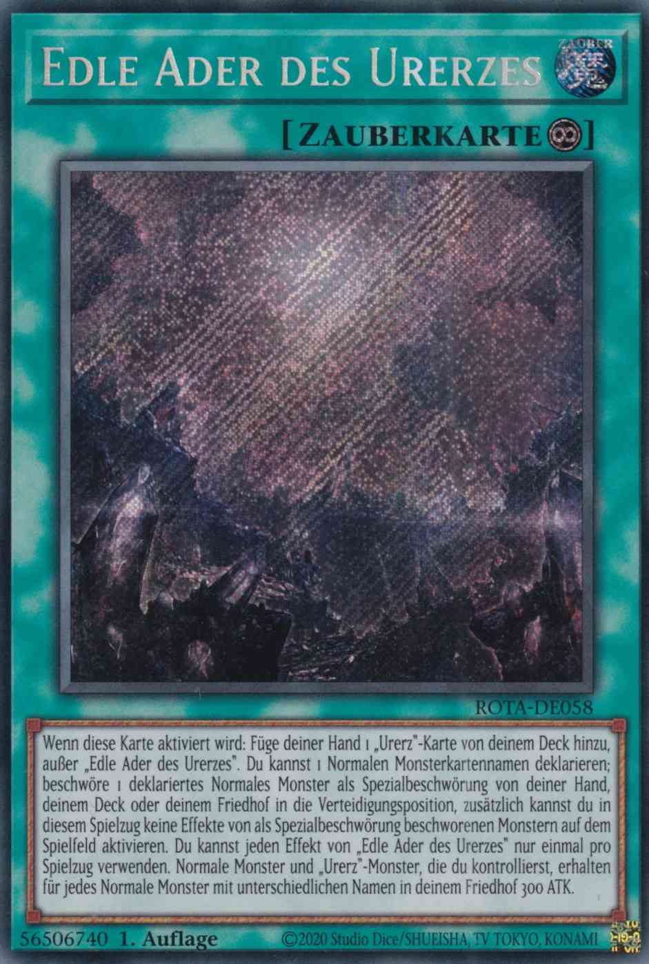 Edle Ader des Urerzes ROTA-DE058 ist in Secret Rare Yu-Gi-Oh Karte aus Rage of the Abyss 1.Auflage