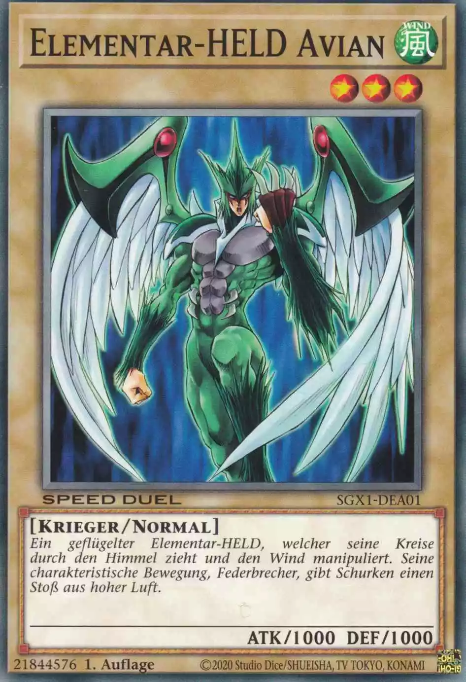 Elementar-HELD Avian SGX1-DEA01 ist in Common Yu-Gi-Oh Karte aus Speed Duel GX Duel Academy Box 1.Auflage