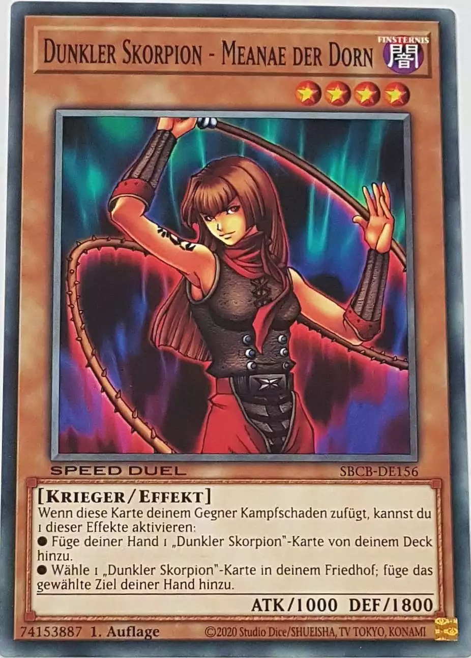 Dunkler Skorpion - Meanae der Dorn SBCB-DE156 ist in Common Yu-Gi-Oh Karte aus Speed Duel Battle City Box 1. Auflage