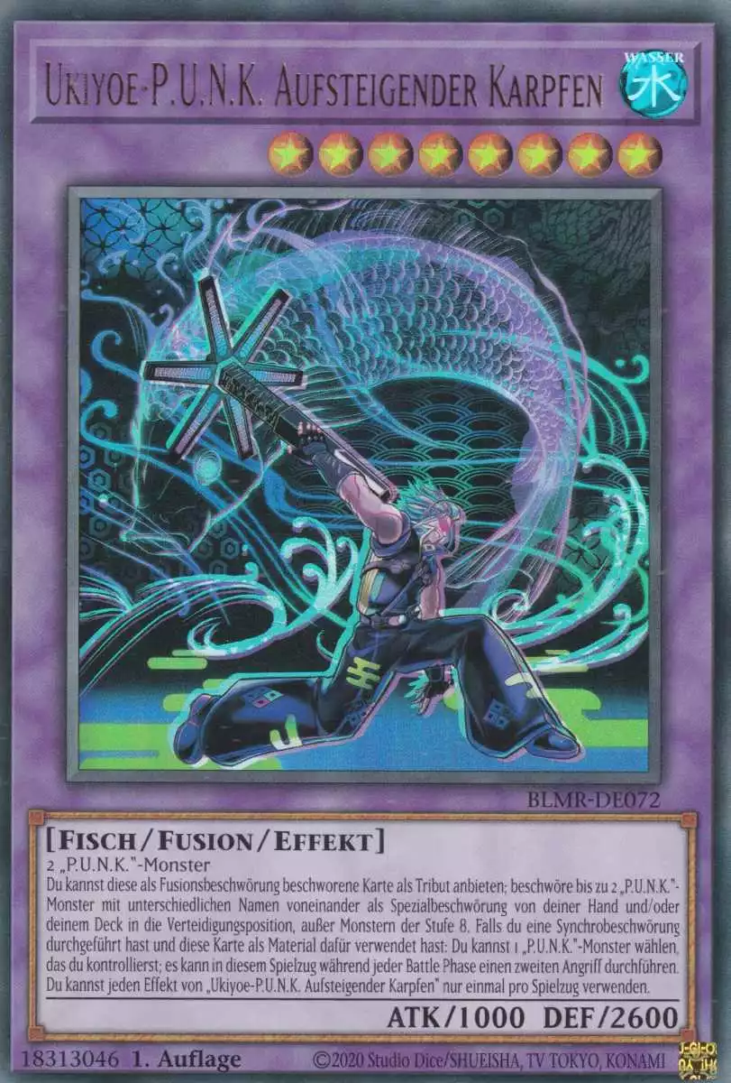 Ukiyoe-P.U.N.K. Aufsteigender Karpfen BLMR-DE072 ist in Ultra Rare Yu-Gi-Oh Karte aus Battles of Legend Monstrous Revenge 1.Auflage