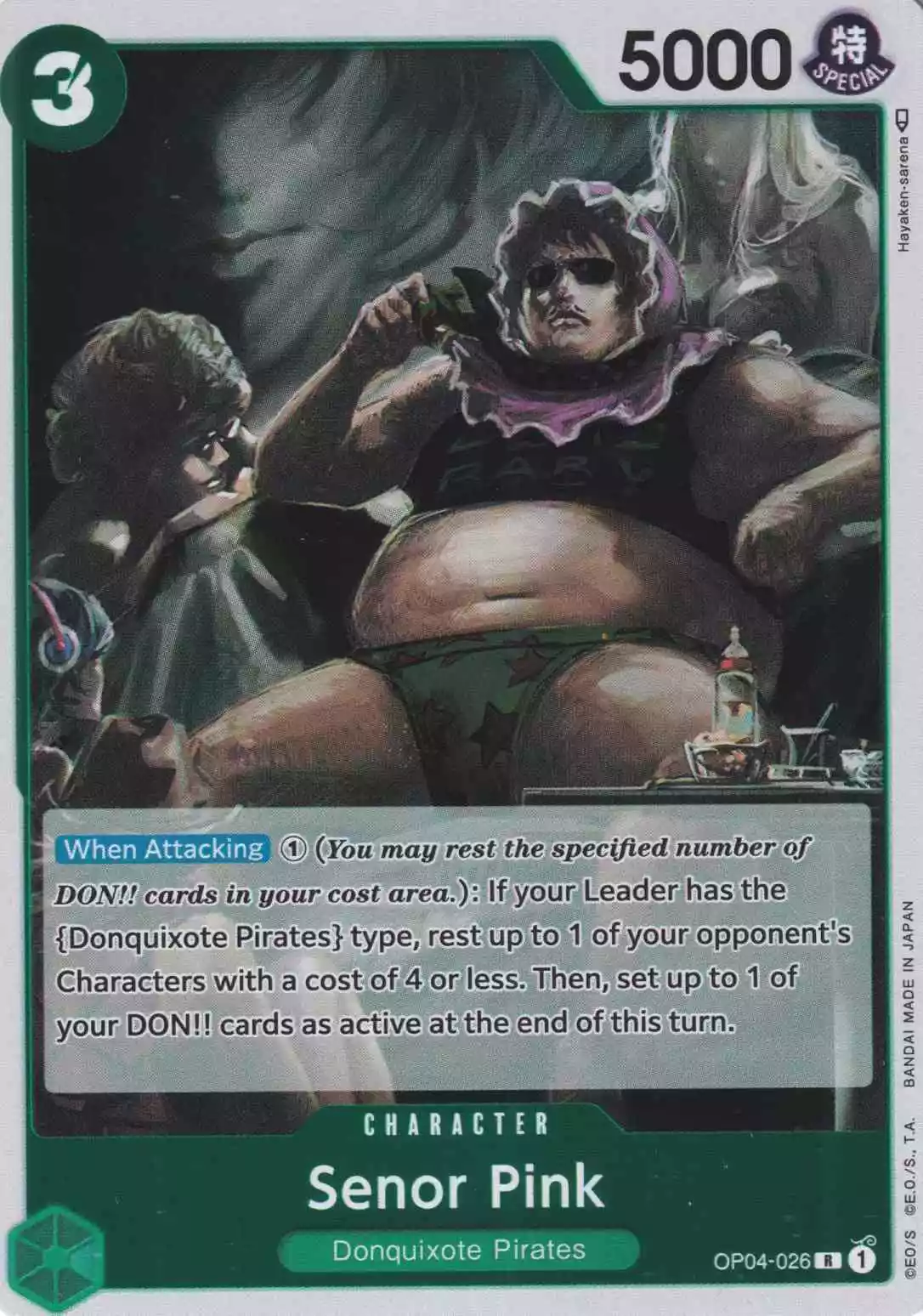 Senor Pink OP04-026 ist in Rare. Die One Piece Karte ist aus Kingdoms Of Intrigue in Normal Art.
