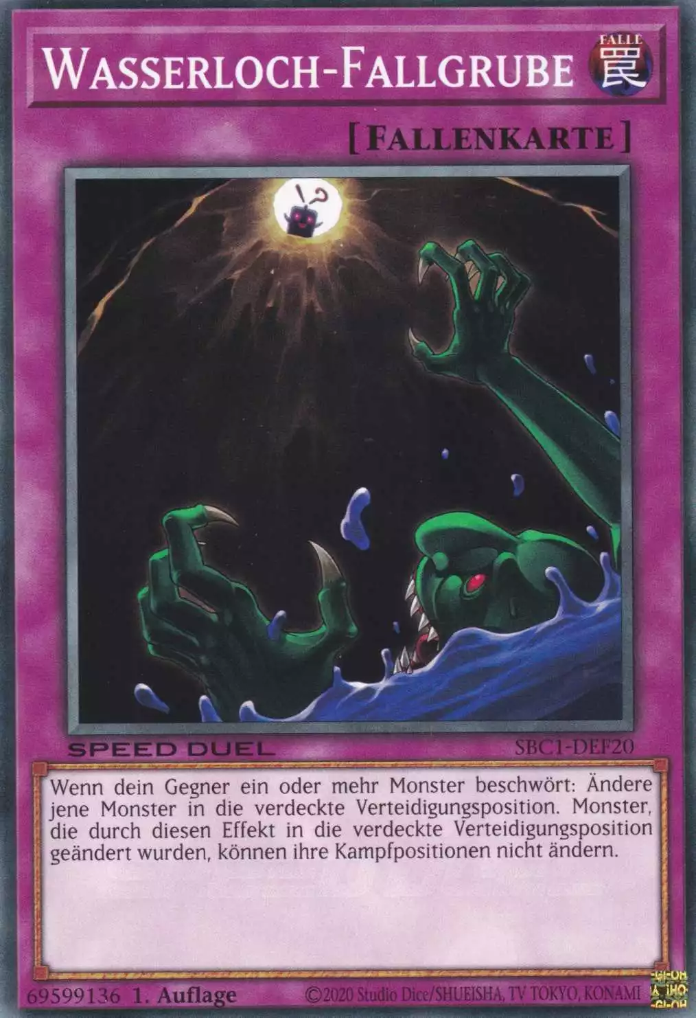 Wasserloch-Fallgrube SBC1-DEF20 ist in Common Yu-Gi-Oh Karte aus Streets of Battle City 1.Auflage