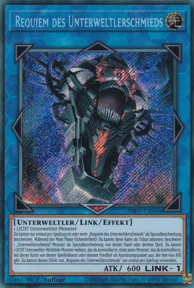 Requiem des Unterweltlerschmieds INFO-DE046 ist in Secret Rare Yu-Gi-Oh Karte aus The Infinite Forbidden 1.Auflage