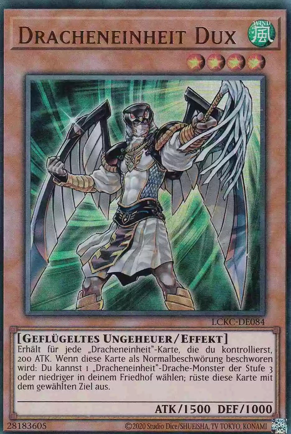 Dracheneinheit Dux Ultra Rare LCKC-DE084 Yugioh Karte Dracheneinheit Dux LCKC-DE084 ist in Ultra Rare Yu-Gi-Oh Karte aus Legendary Collection Kaiba unlimitiert