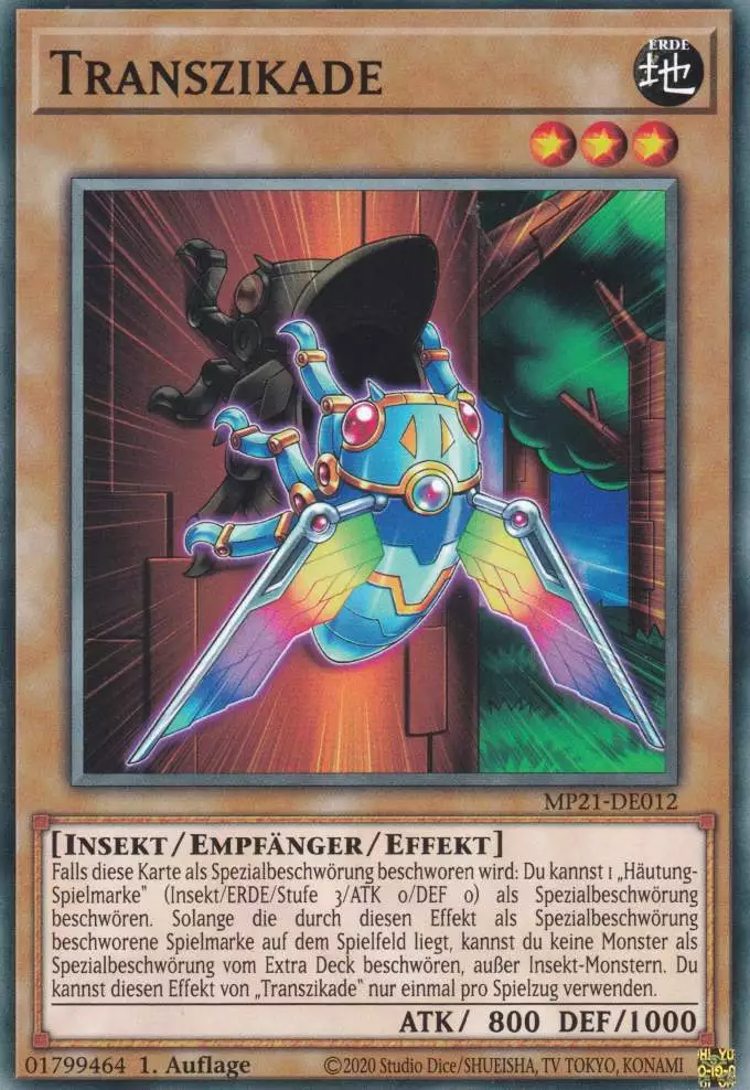 Transzikade MP21-DE012 ist in Common Yu-Gi-Oh Karte aus Tin of Ancient Battles 1.Auflage