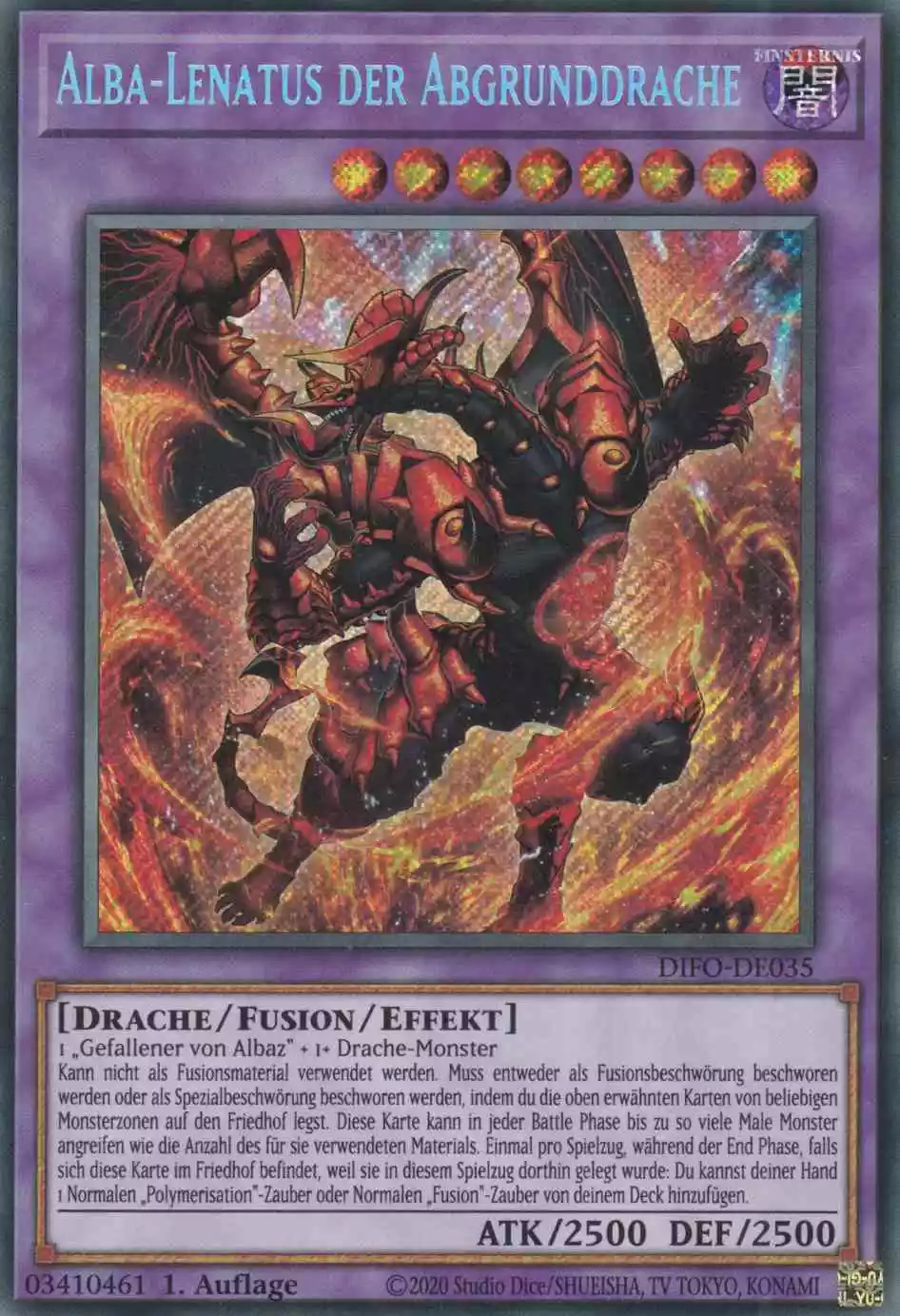 Alba-Lenatus der Abgrunddrache DIFO-DE035 ist in Secret Rare Yu-Gi-Oh Karte aus Dimension Force 1.Auflage