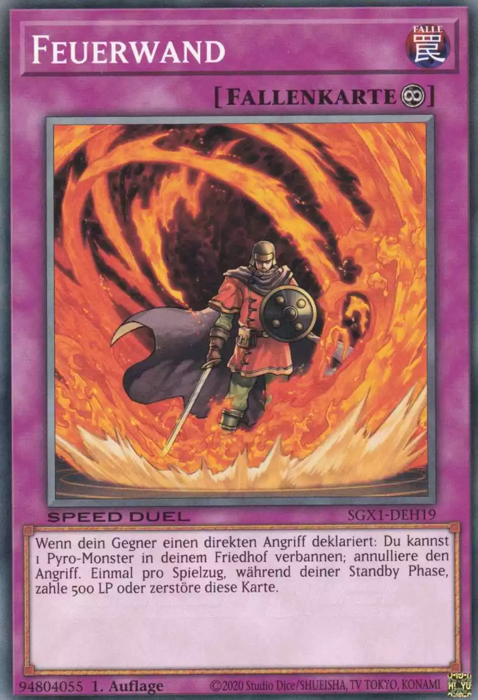 Feuerwand SGX1-DEH19 ist in Common Yu-Gi-Oh Karte aus Speed Duel GX Duel Academy Box 1.Auflage