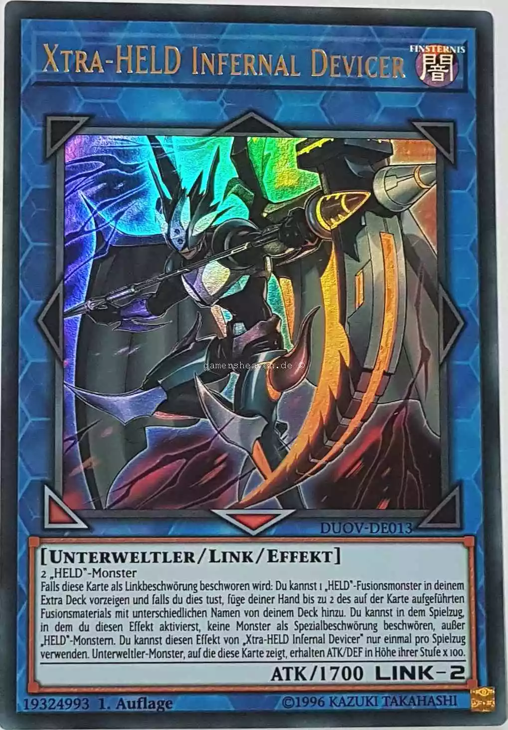 Xtra-HELD Infernal Devicer DUOV-DE013 ist in Ultra Rare Yu-Gi-Oh Karte aus Duel Overload 1.Auflage