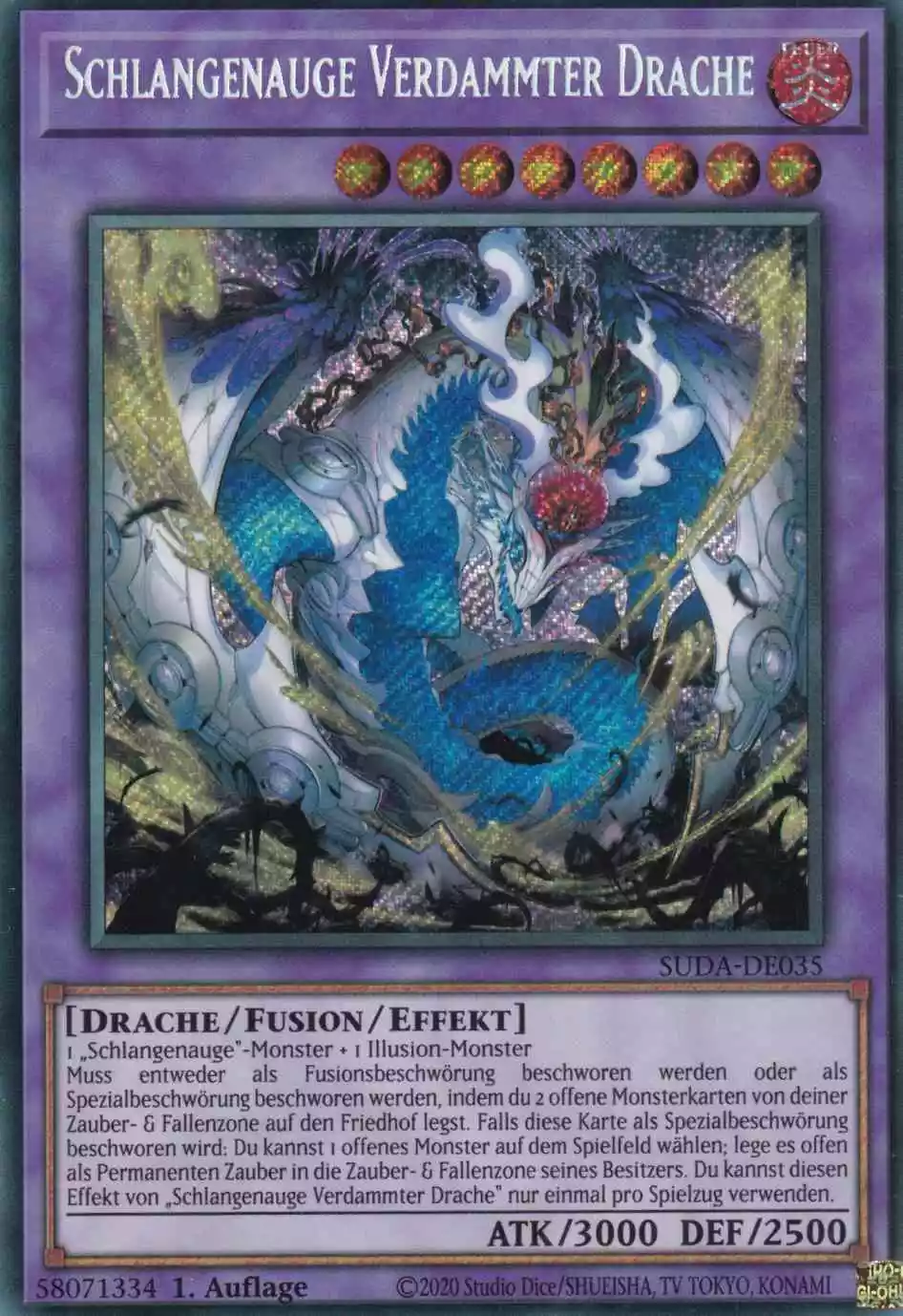 Schlangenauge Verdammter Drache SUDA-DE035 ist in Secret Rare Yu-Gi-Oh Karte aus Supreme Darkness 1.Auflage