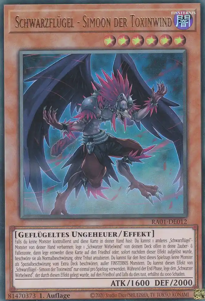 Schwarzflügel - Simoon der Toxinwind RA01-DE012 ist in Ultra Rare Yu-Gi-Oh Karte aus 25th Anniversary Rarity Collection 1.Auflage