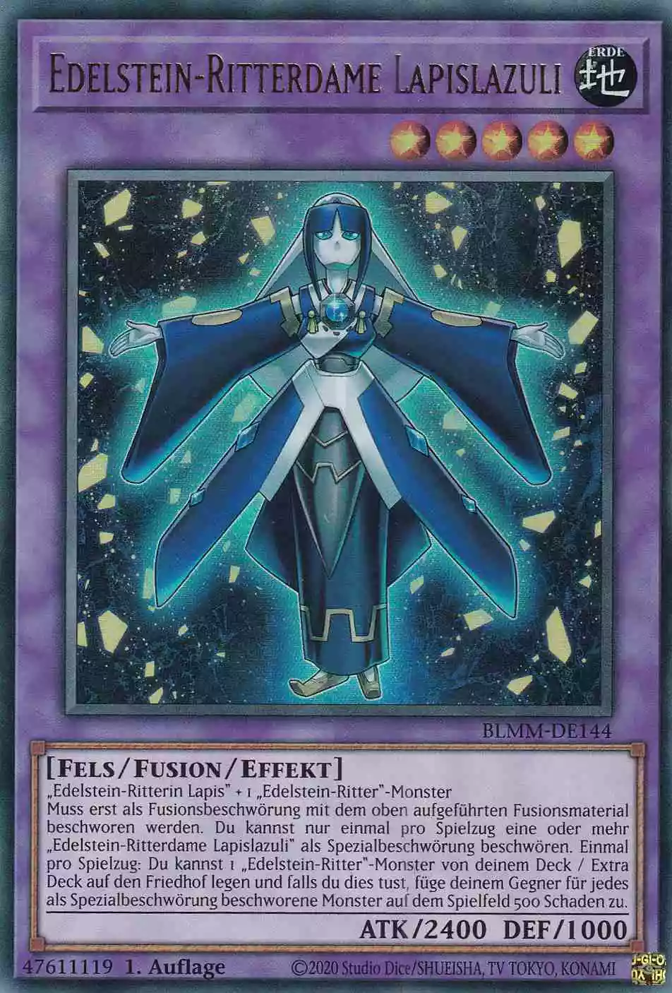 Edelstein-Ritterdame Lapislazuli Ultra Rare BLMM-DE144 Yugioh Karte Edelstein-Ritterdame Lapislazuli BLMM-DE144 ist in Ultra Rare Yu-Gi-Oh Karte aus Battles of Legend Monster Mayhem 1.Auflage