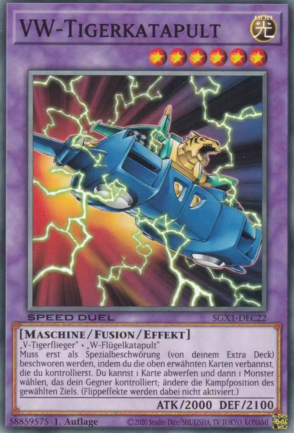 VW-Tigerkatapult SGX1-DEC22 ist in Common Yu-Gi-Oh Karte aus Speed Duel GX Duel Academy Box 1.Auflage