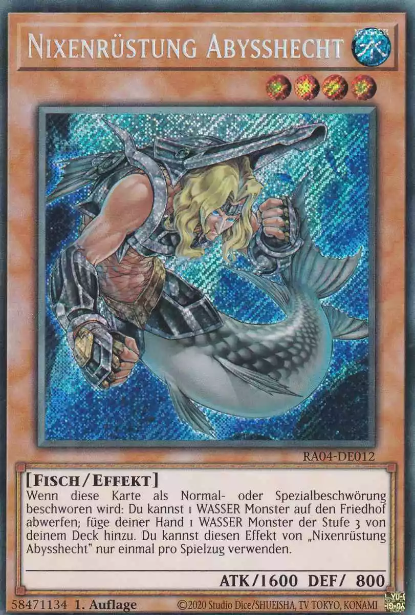 Nixenrüstung Abysshecht RA04-DE012 ist in Secret Rare Yu-Gi-Oh Karte aus Quarter Century Stampede 1.Auflage