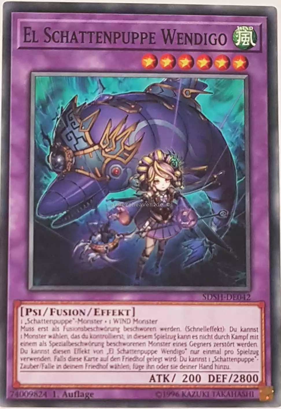 El Schattenpuppe Wendigo SDSH-DE042 ist in Common Yu-Gi-Oh Karte aus Shaddoll Showdown 1.Auflage