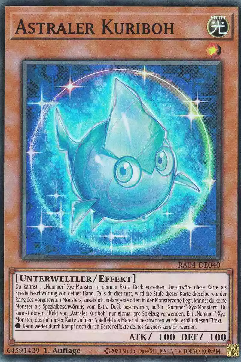 Astraler Kuriboh RA04-DE040 ist in Super Rare Yu-Gi-Oh Karte aus Quarter Century Stampede 1.Auflage