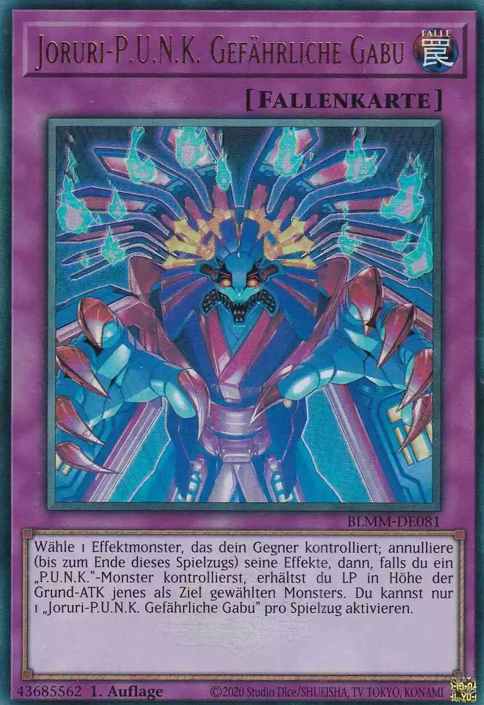 Joruri-P.U.N.K. Gefährliche Gabu Ultra Rare BLMM-DE081 Yugioh Karte Joruri-P.U.N.K. Gefährliche Gabu BLMM-DE081 ist in Ultra Rare Yu-Gi-Oh Karte aus Battles of Legend Monster Mayhem 1.Auflage