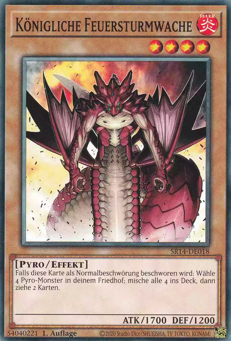 Königliche Feuersturmwache SR14-DE018 ist in Common Yu-Gi-Oh Karte aus Fire Kings 1.Auflage