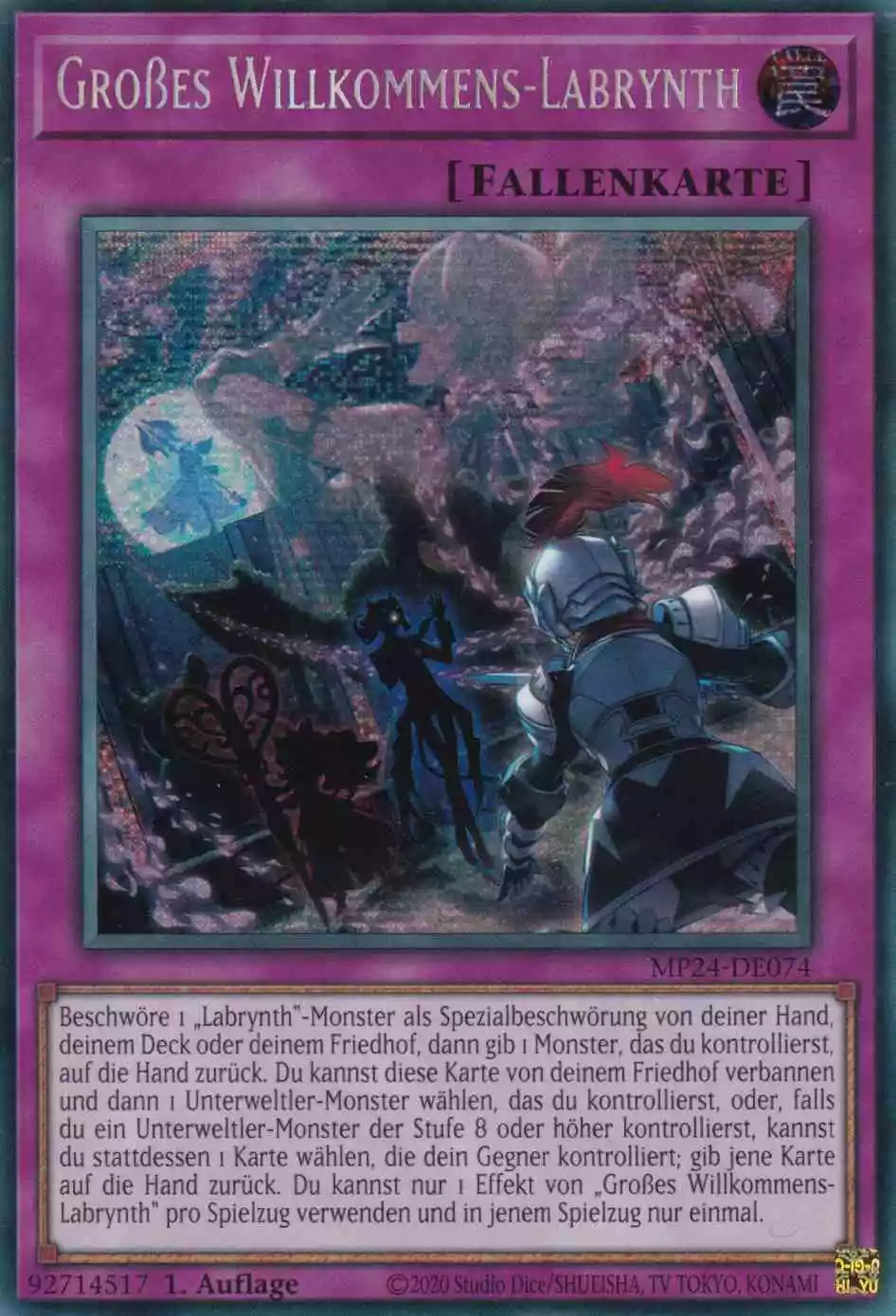 Großes Willkommens-Labrynth MP24-DE074 ist in Prismatic Secret Rare Yu-Gi-Oh Karte aus 25th Anniversary Tin Dueling Mirrors 1.Auflage