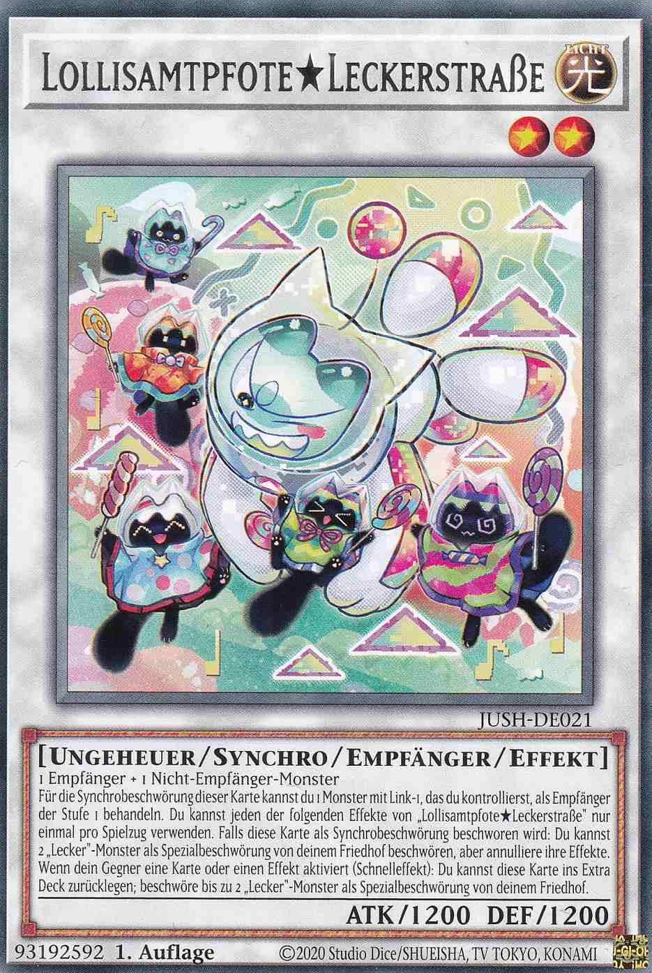 Lollisamtpfote★Leckerstraße JUSH-DE021 ist in Rare Yu-Gi-Oh Karte aus Justice Hunters 1.Auflage