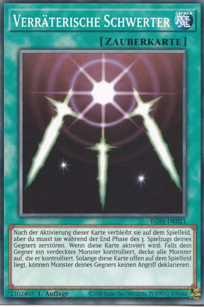 Verräterische Schwerter EGS1-DE021 ist in Common Yu-Gi-Oh Karte aus God Deck Slifer 1.Auflage