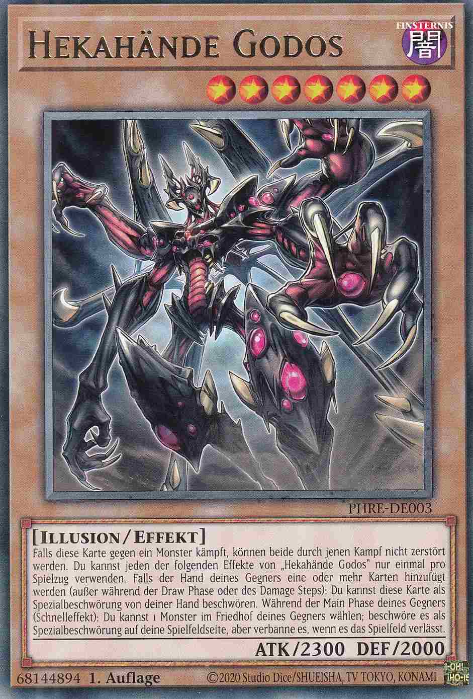 Hekahände Godos PHRE-DE003 ist in Rare Yu-Gi-Oh Karte aus Phantom Revenge 1.Auflage