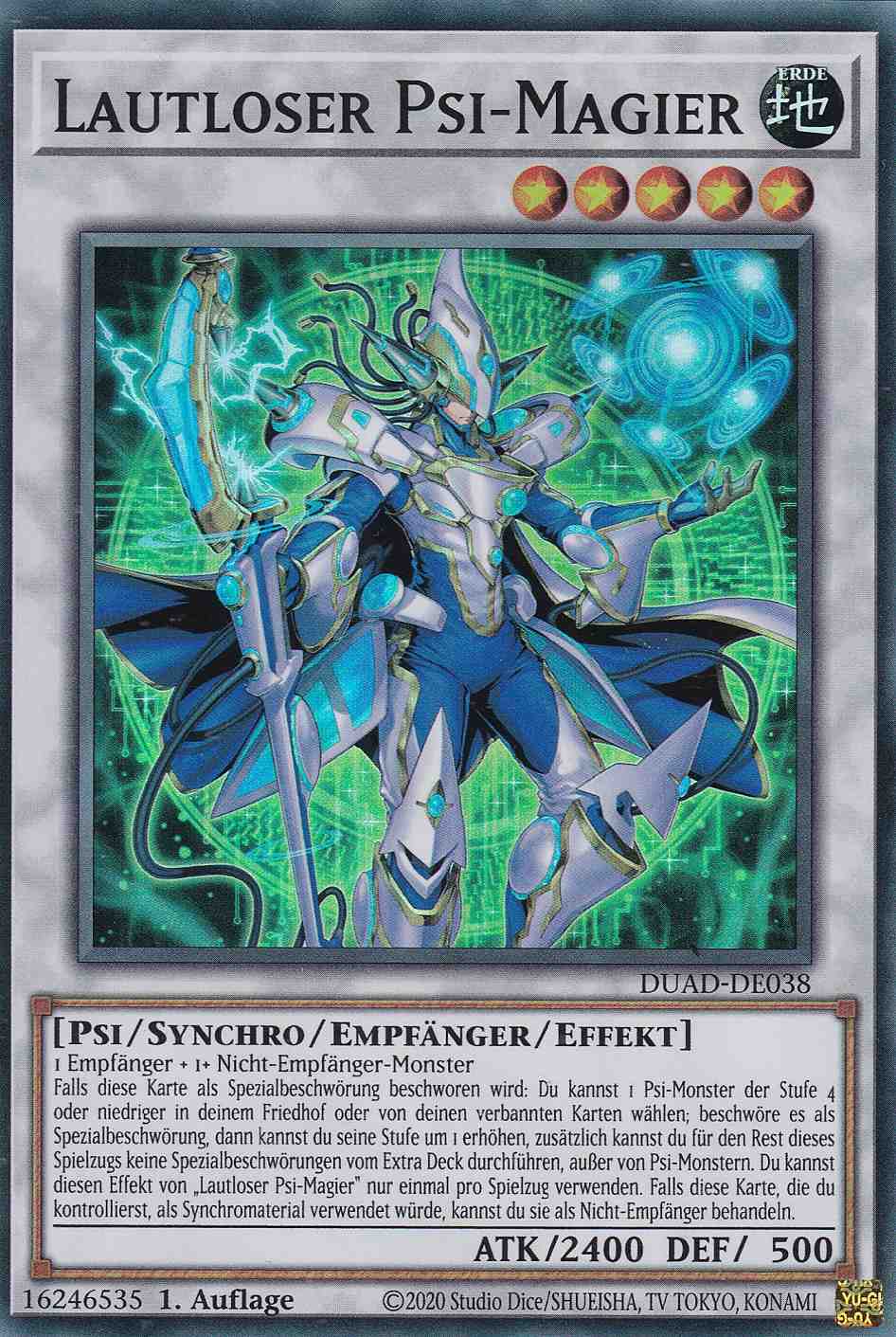 Lautloser Psi-Magier DUAD-DE038 ist in Super Rare Yu-Gi-Oh Karte aus Duelist’s Advance 1.Auflage