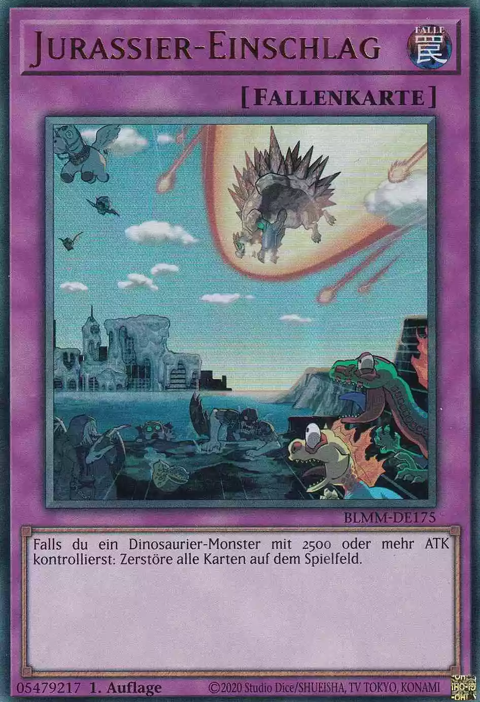 Jurassier-Einschlag BLMM-DE175 ist in Ultra Rare Yu-Gi-Oh Karte aus Battles of Legend Monster Mayhem 1.Auflage