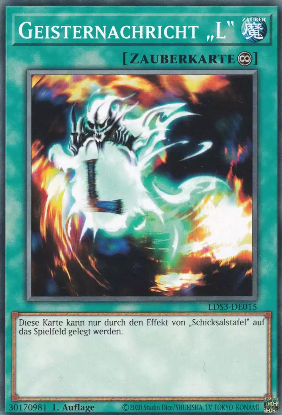 Geisternachricht „L“ LDS3-DE015 ist in Common Yu-Gi-Oh Karte aus Legendary Duelists Season 3 1.Auflage