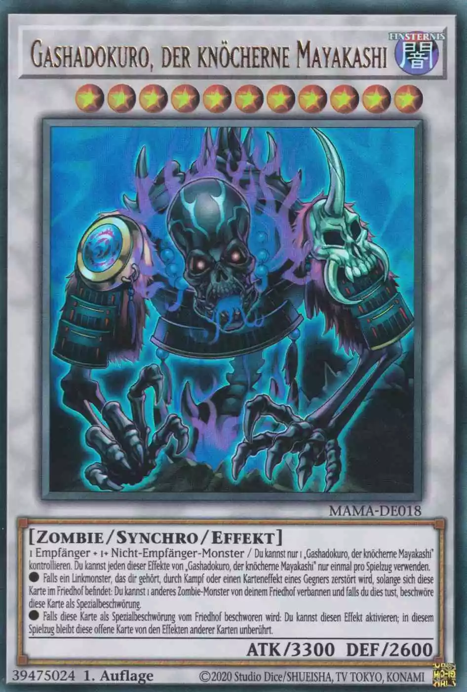 Gashadokuro, der knöcherne Mayakashi MAMA-DE018 ist in Ultra Rare Yu-Gi-Oh Karte aus Magnificent Mavens 1.Auflage