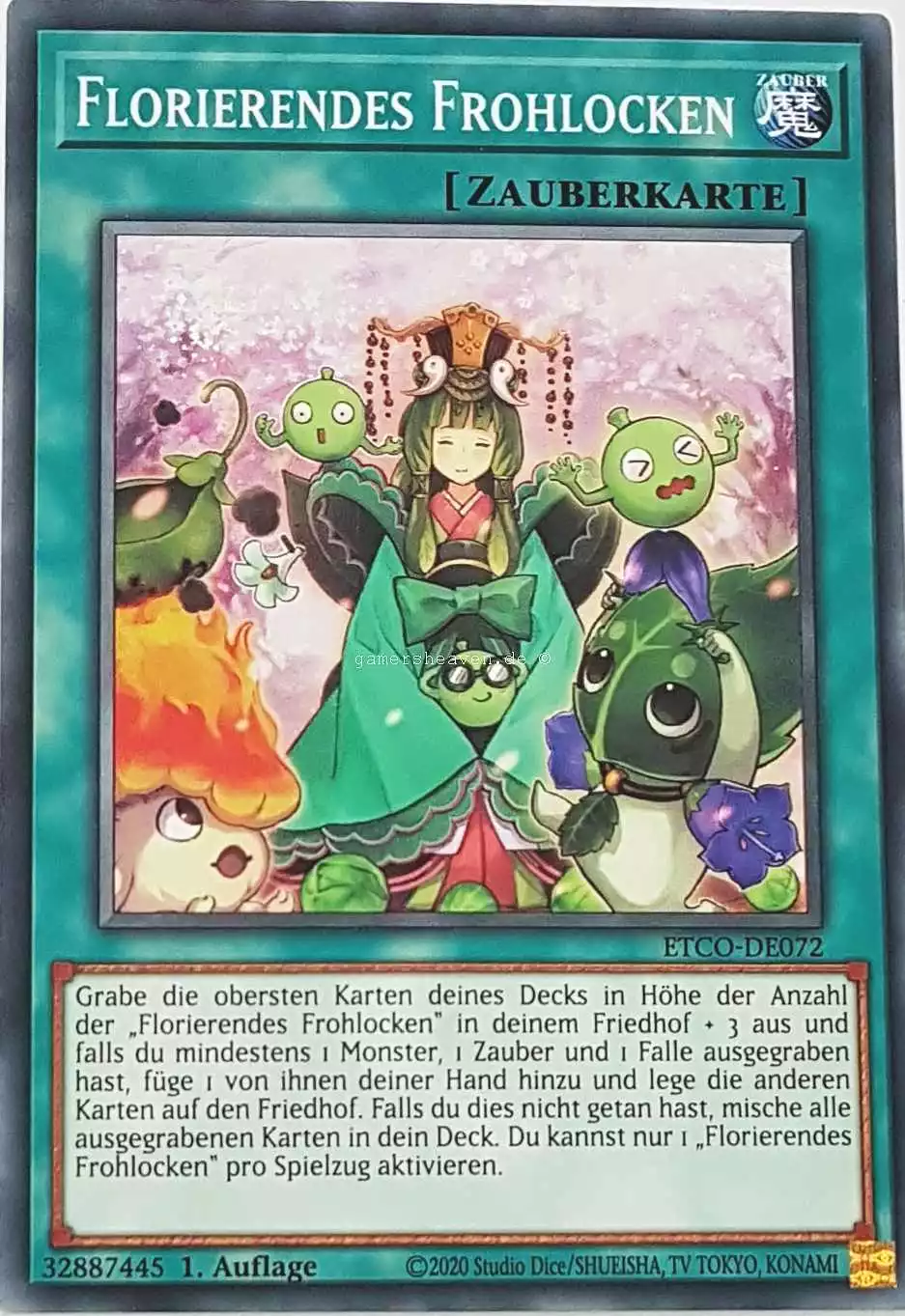 Florierendes Frohlocken ETCO-DE072 ist in Common Yu-Gi-Oh Karte aus Eternity Code 1.Auflage