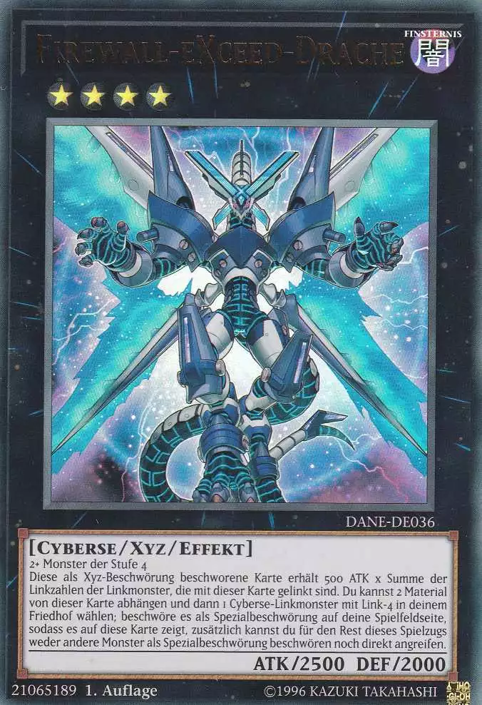 Firewall-eXceed-Drache DANE-DE036 ist in Ultra Rare Yu-Gi-Oh Karte aus Dark Neostorm 1.Auflage