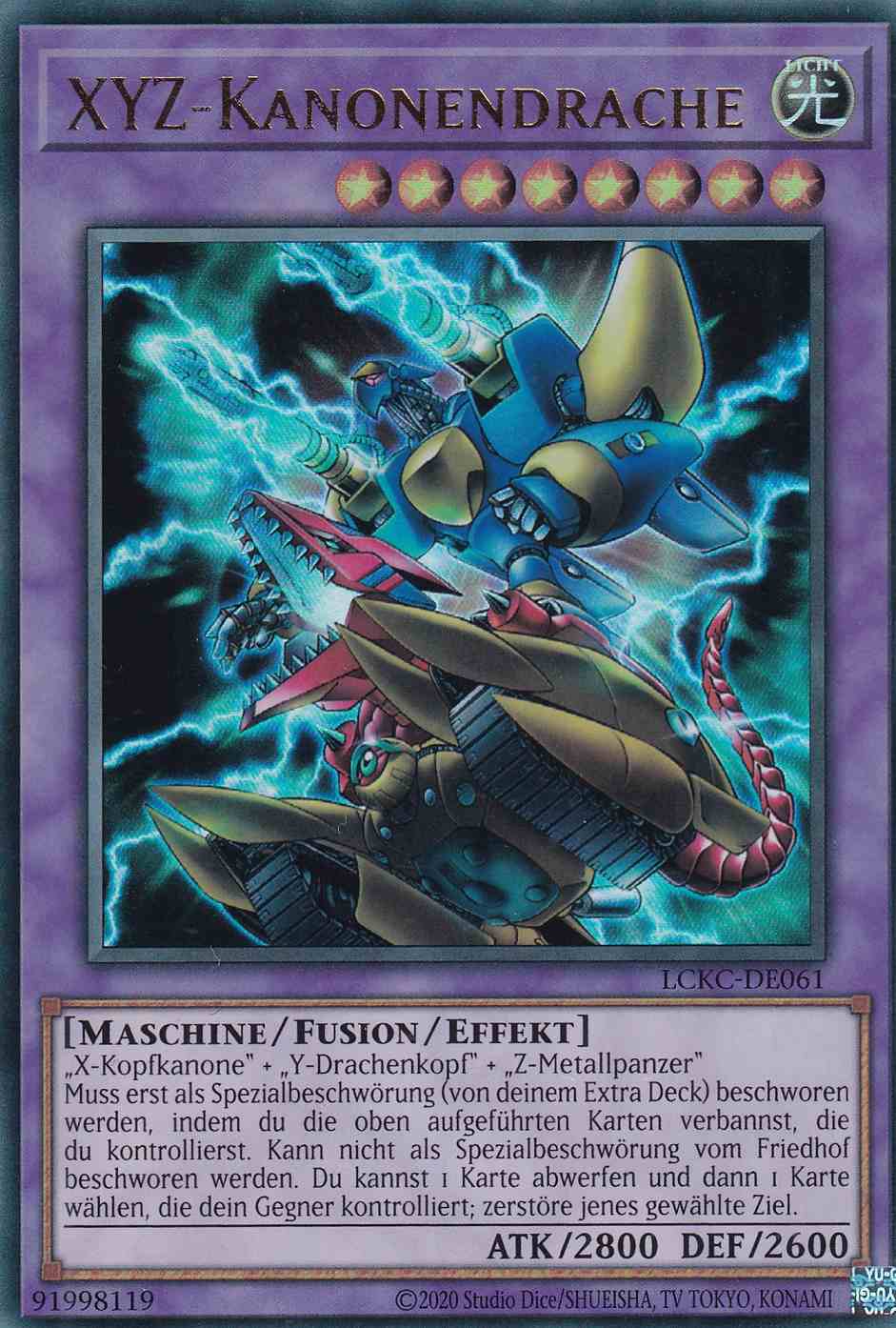 XYZ-Kanonendrache Ultra Rare LCKC-DE061 Yugioh Karte XYZ-Kanonendrache LCKC-DE061 ist in Ultra Rare Yu-Gi-Oh Karte aus Legendary Collection Kaiba unlimitiert