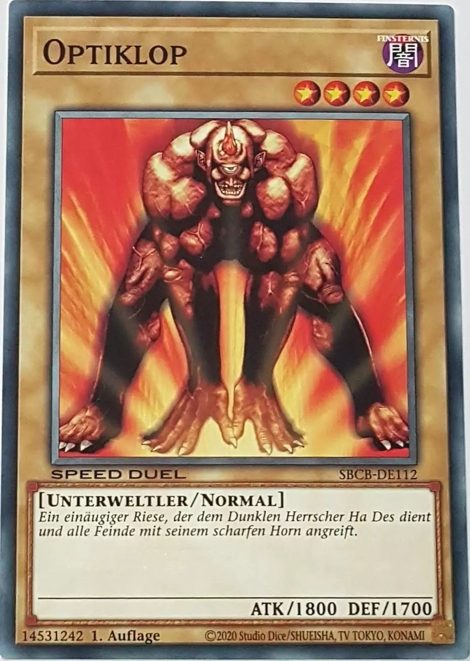 Optiklop SBCB-DE112 ist in Common Yu-Gi-Oh Karte aus Speed Duel Battle City Box 1. Auflage