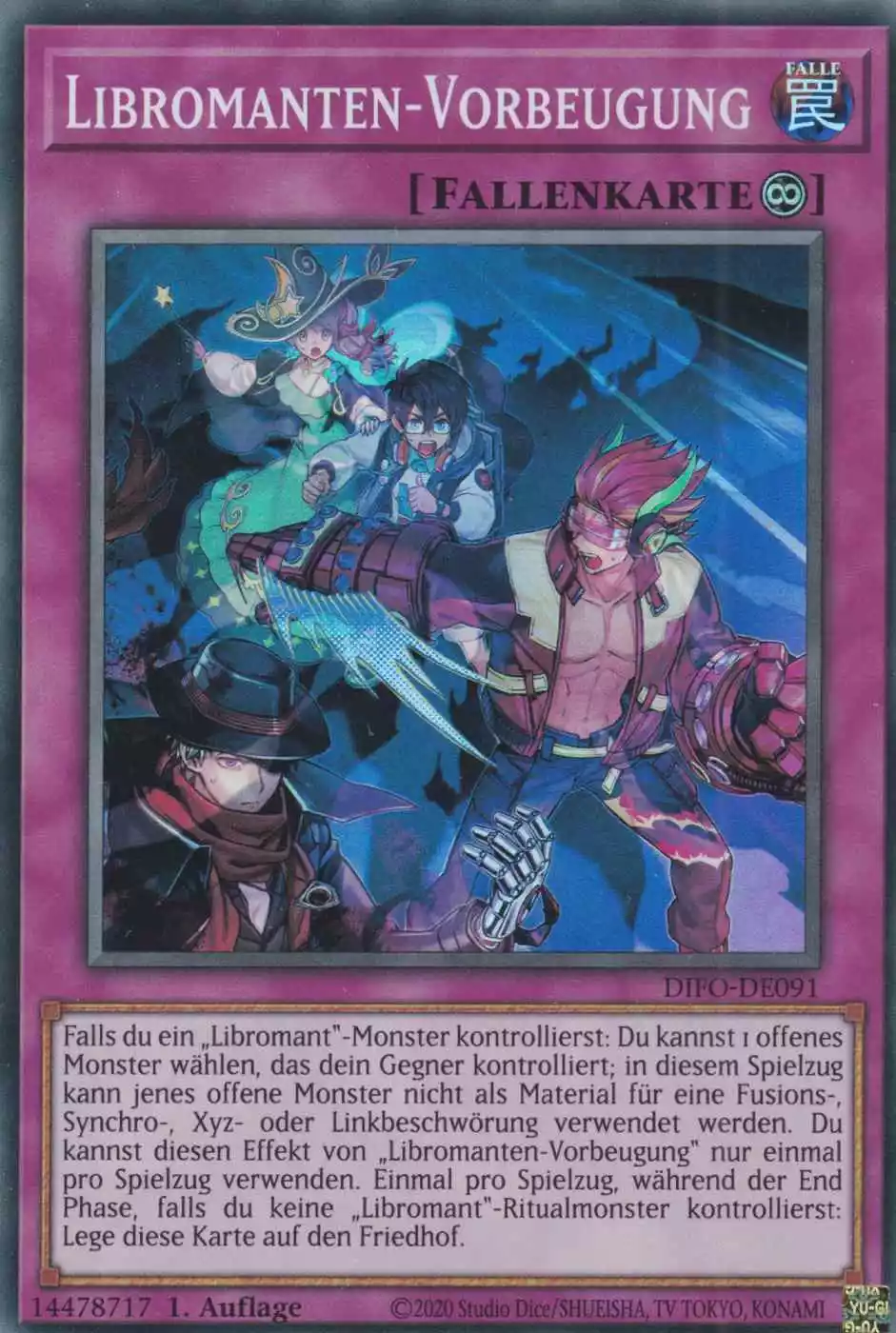Libromanten-Vorbeugung DIFO-DE091 ist in Super Rare Yu-Gi-Oh Karte aus Dimension Force 1.Auflage