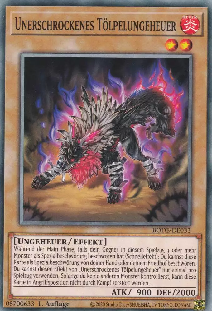 Unerschrockenes Tölpelungeheuer BODE-DE033 ist in Common Yu-Gi-Oh Karte aus Burst of Destiny 1.Auflage