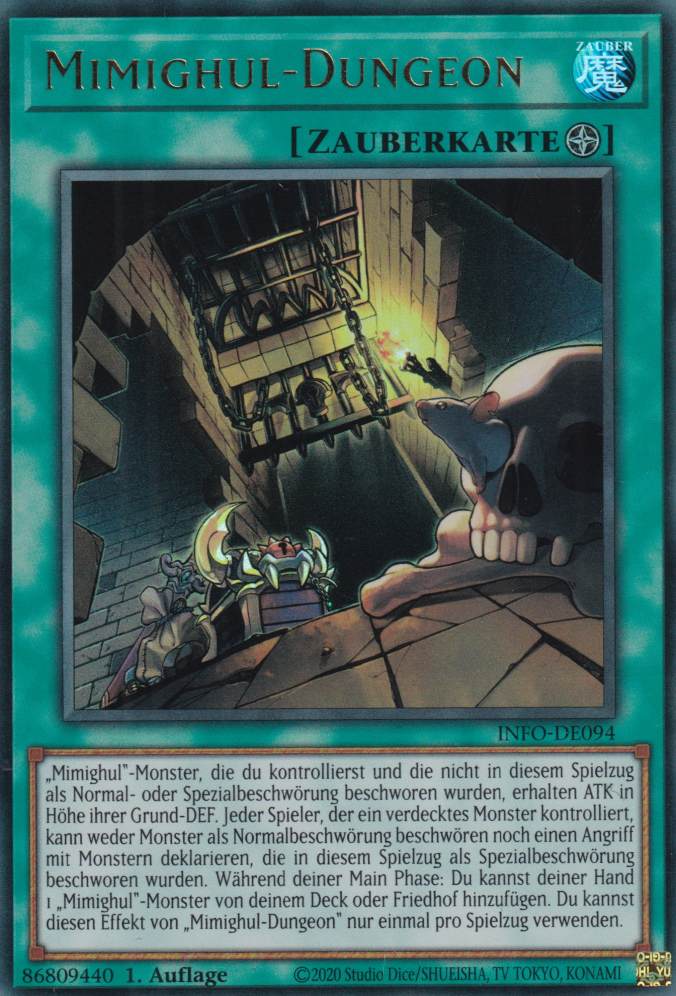 Mimighul-Dungeon INFO-DE094 ist in Ultra Rare Yu-Gi-Oh Karte aus The Infinite Forbidden 1.Auflage