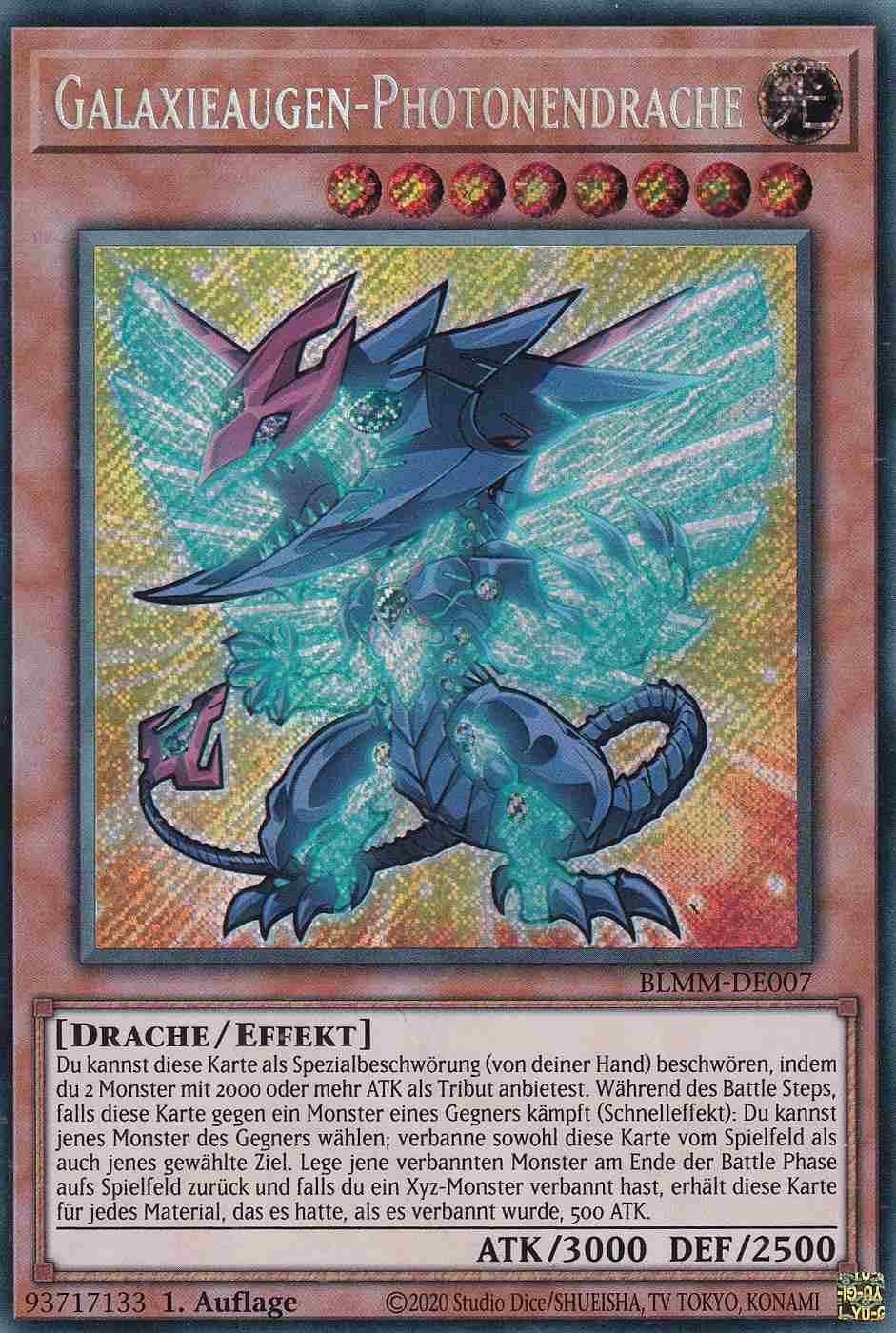 Galaxieaugen-Photonendrache BLMM-DE007 ist in Secret Rare Yu-Gi-Oh Karte aus Battles of Legend Monster Mayhem 1.Auflage