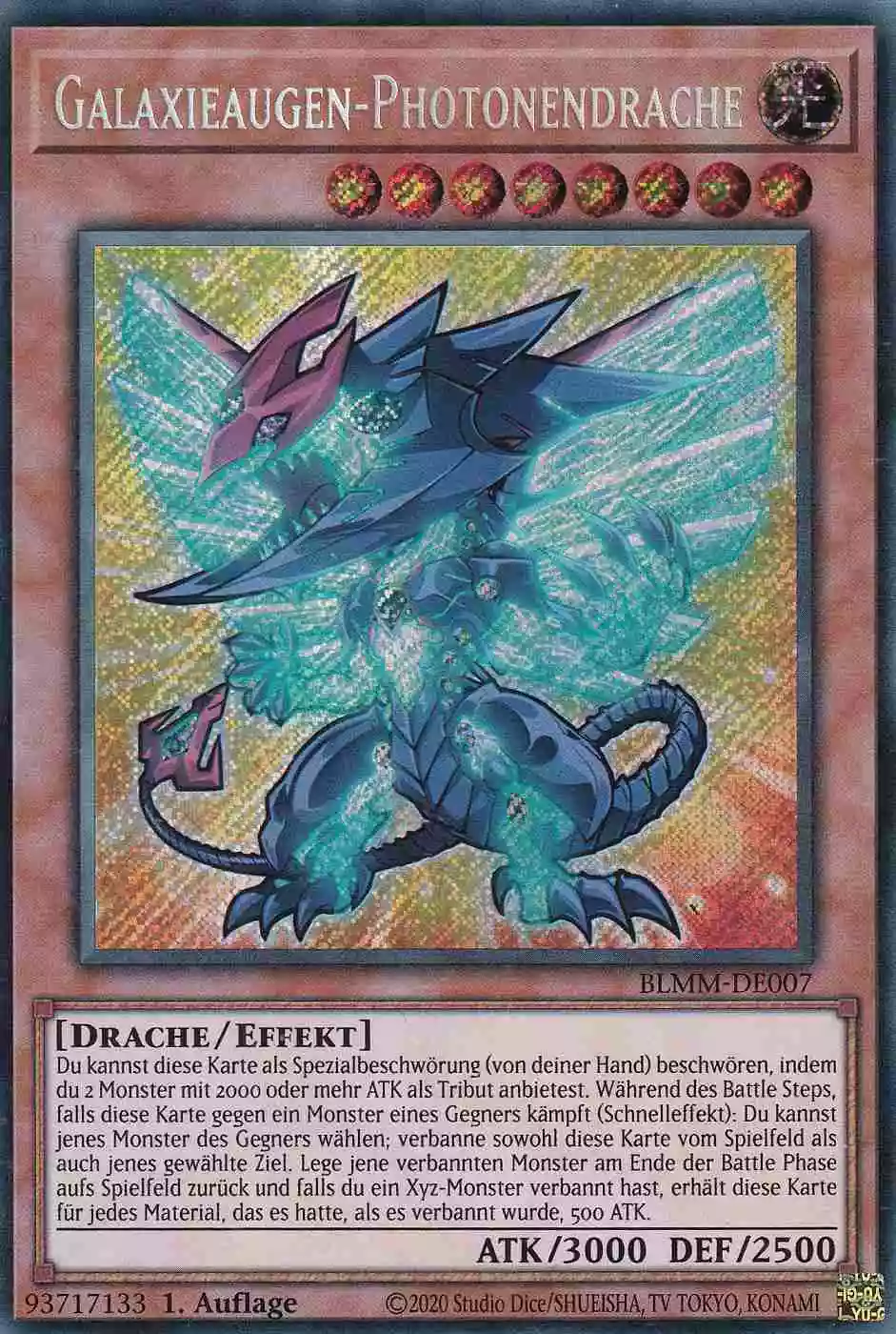 Galaxieaugen-Photonendrache BLMM-DE007 ist in Secret Rare Yu-Gi-Oh Karte aus Battles of Legend Monster Mayhem 1.Auflage